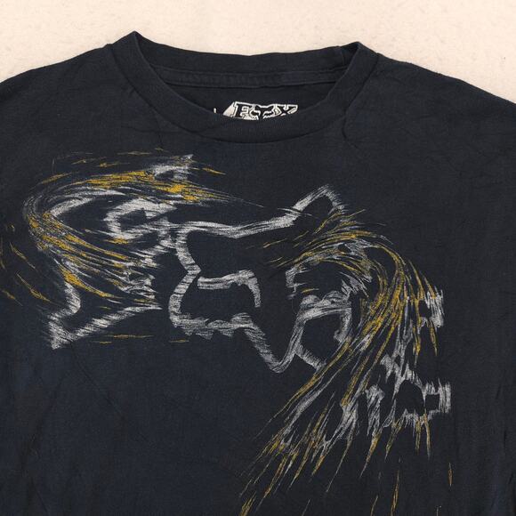 Fox Casual Crew Neck Graphic Long Sleeve T Shirt Mens Size Large L Navy Blue - Picture 1 of 9